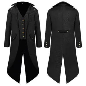 Exclusive Medieval - Inspired Halloween Outfit  Steampunk - middle age - Length Tailcoat Menswear Suits therian mask，noble, play shows,