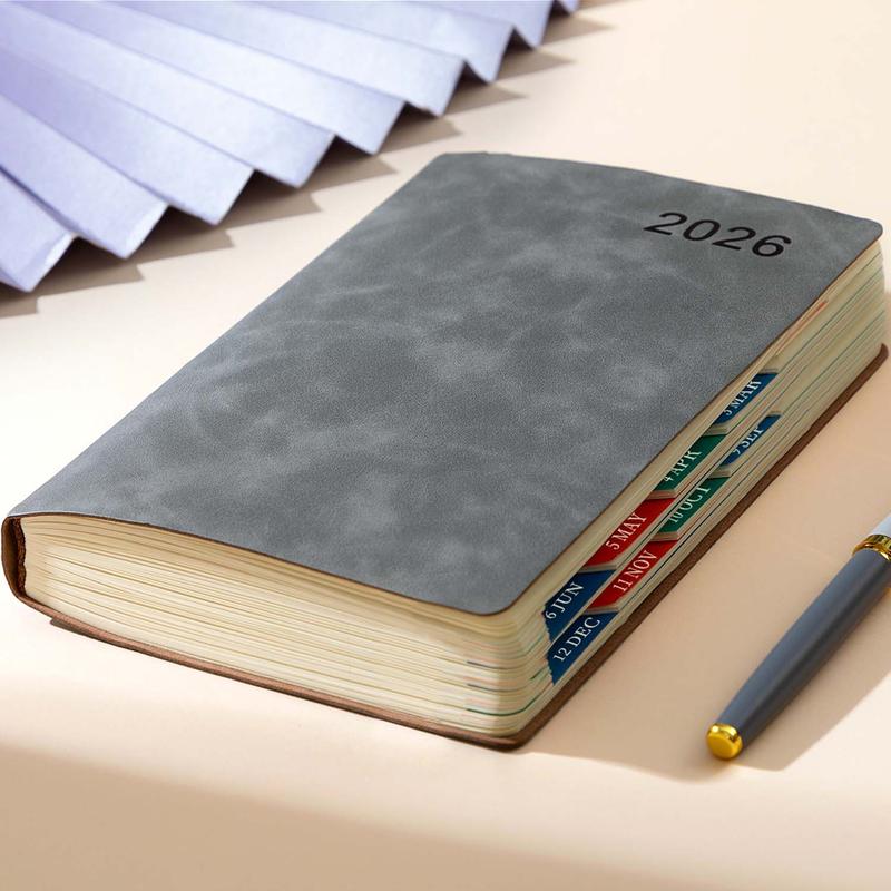 Brave Deer 2026 Self-Discipline Planner Notebook, 160 Pages 320 Pages High-Quality Faux Leather Cover, Blue Elegant Design, Monthly & Weekly Layout, Travel Diary Notebook