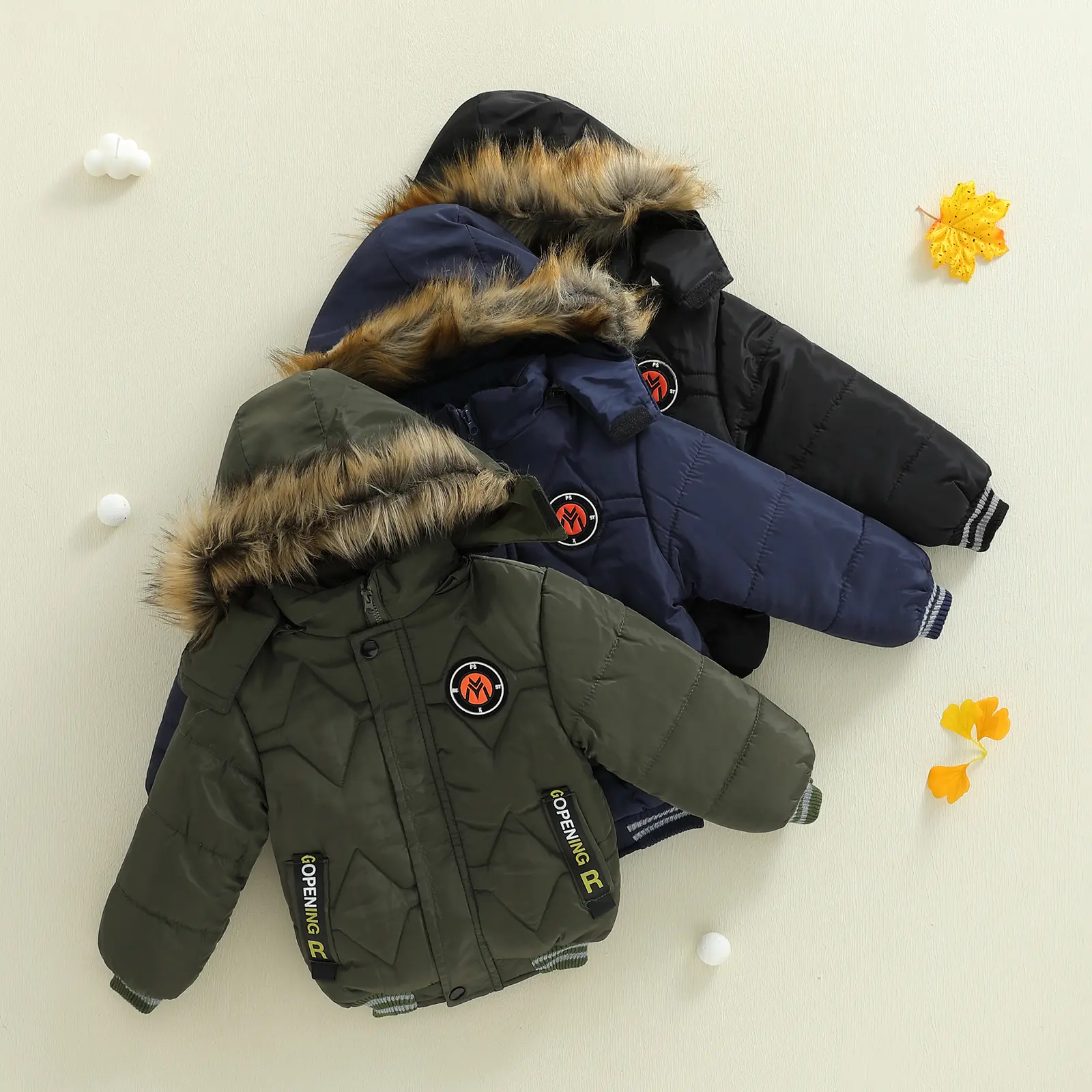 Toddler Baby Little Boy Hooded Puffer Jacket Thick Long Sleeve Winter Warm Coat with Pockets 2-5 Years