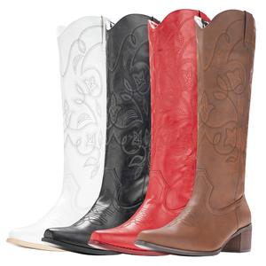 IUV Cowboy Boots For Women Pointy Toe Women's Western Boots Cowgirl Boots Mid Calf Boots