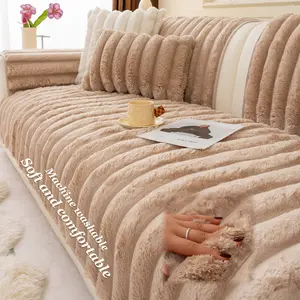 1 Pc Plush Sofa Cover, Thick Couch Protector, Pet-Friendly Non-Slip couch cover for Living Room, Washable Anti-Scratch Furniture Cover for Sectional, Loveseat & 3-Seater, Warm Winter Sofa Blanket Pad, Soft Decorative Couch Mat, Sofa Couch Covers