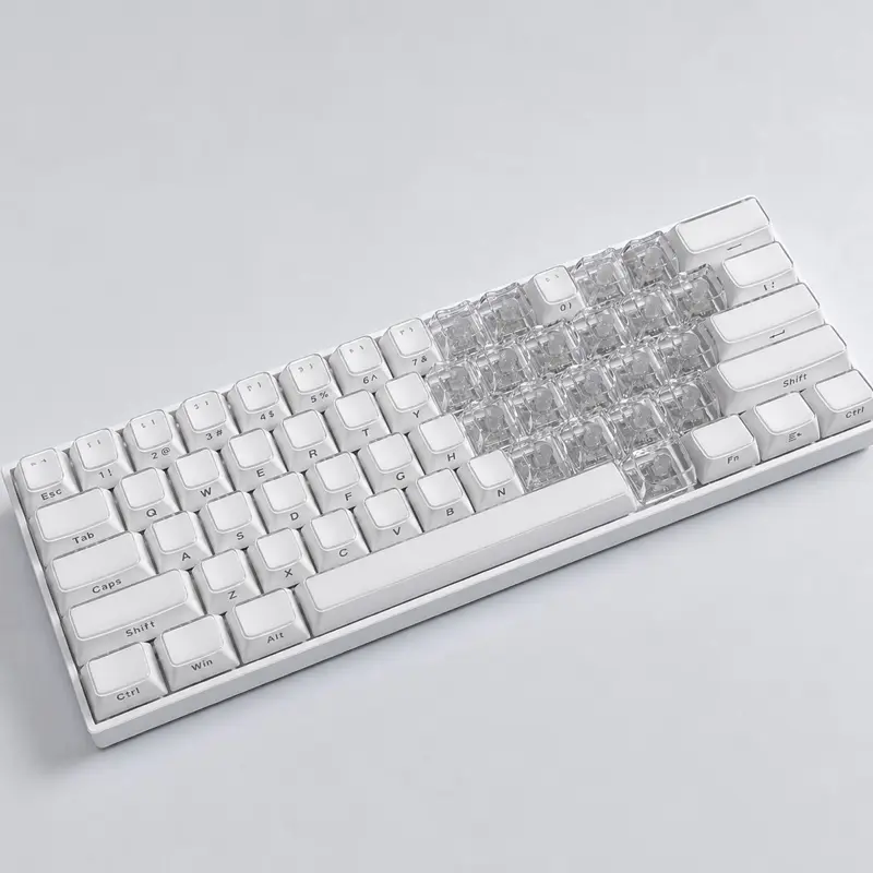 HeartAttack White Mechanical Keyboard | Blue Switches | Coiled USB-C Cable Included