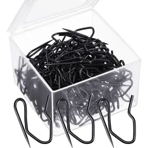 58 Pack Metal Curtain Hooks Pin-On Drapery Hooks 1.2 by 1 Inch for Window,Door,Shower Curtain(Black)