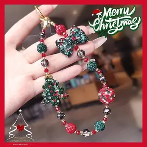 KAYKWONG'S Christmas Series Phone Charm Pendant, Christmas Tree with Bow Lanyard Keychain Phone Accessories, Compatible with Keychains or Phone Cases, Perfect Gift for Christmas, New Year, Valentine's Day