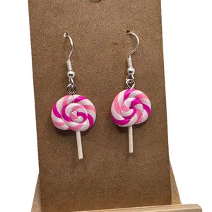 Handmade Lollipop Earrings Plastic - Unisex Fashionable Unique Design High-Quality Resin for Durability Fun Playful Candy Style Jewelry