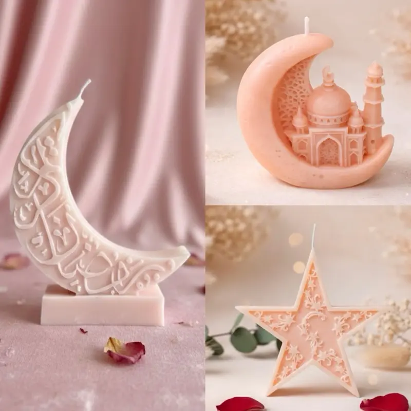 Ramadan Moon & Star Soy Wax Candle – Handmade Islamic Decor