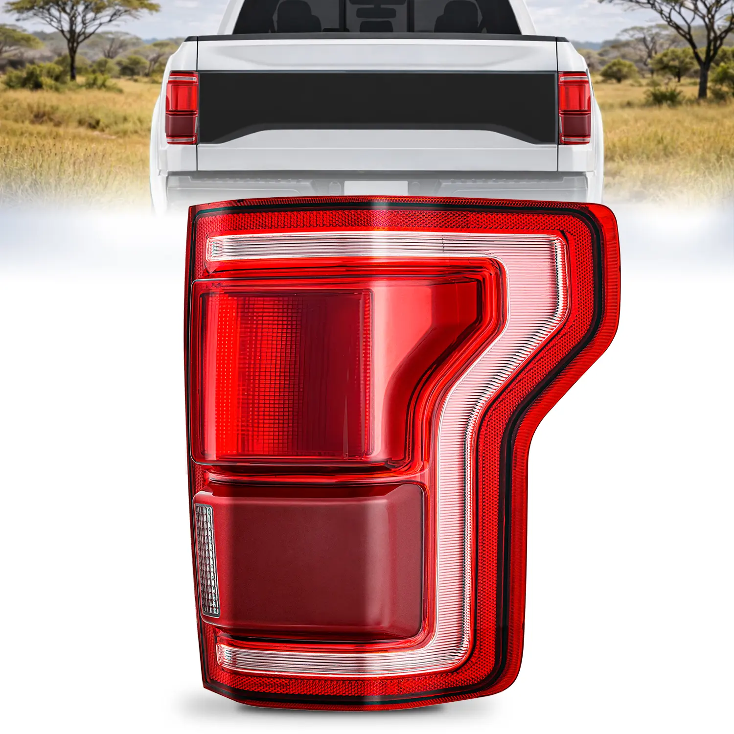 Nilight Silicon LED Rear Taillight Assembly for 2015-2017 Ford F-150 Passenger Side - With Blind Spot System Lamp, Corrosion-Resistant, Durable, Dust-Proof, Radar Module Not Included, LED Lights for Truck, Rear Taillights