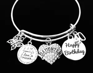40th Birthday Gift for Daughter – Happy Birthday Charm Bangle Bracelet