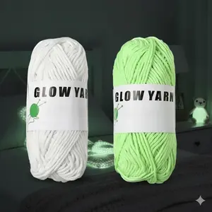 Glow-in-the-Dark Yarn for Crochet - Soft, Elastic & eco-Friendly Craft Thread. DIY Glowing Knitting Supplies, High Flexibility, Skin-Friendly, Multi-Scene Use. Spring Crafting Essential, Vibrant & Durable Handmade Material.