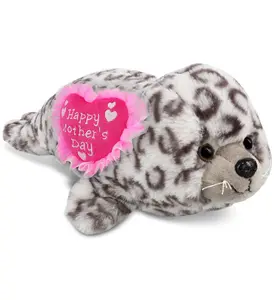 DOLLIBU 12x5x4.5h Inches Super-Soft Polyester Embroidered Stuffed Heart Plush Toy - 1 Dollibu Seal Stuffed Animal Plush Heart, Mother's Day Gift for Wife with Happy Mother's Day Message