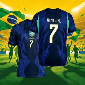 2026 Home And Away Yellow And Blue 10# Neymar 10# Vini 11# Raphinha Short Sleeve Soccer Jersey Fans Version