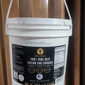 100% Pure Beef Tallow for Cooking & Deep Frying - 7lb Bulk Size - Food Grade Non-GMO