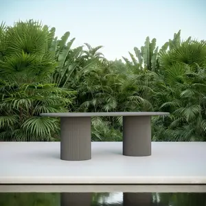 Azzurro Living Coastal Drum Dining Table for Outdoor Living