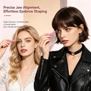 Professional One-piece Molding Eyebrow Tweezers 4 Pack, Rubber Coated Precision Tweezers for Ingrown Hairs, Multi-purpose Tweezers for Eyebrows Facial Hair False Eyelashes, with Storage Bag