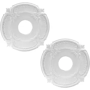 2 Pack 12 Inch OD x 3.5 Inch ID PU Ceiling Medallion for Chandeliers & Ceiling Fan, White Decorative Cover Plate for Home Lighting Light Trim