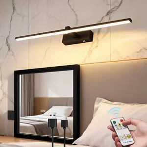 USB Rechargeable Mirror Wall Light, Dimmable Wall Lamp, 4000mah Battery, Luxury Home Decor, Wireless LED, Remote Control, Minimalist Style, Interior Led Lights