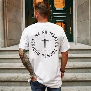 No Weapon Formed Against Me Shall Prosper 2025 T-Shirt, Men's Tee, Unisex Shirt, Religious Holiday Top, Scripture Tee, Resurrection Sunday Shirt, Full Size, Full Color