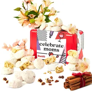 DAVID's COOKIES Mother’s Day Cinnamon Pecan Meltaways Gift Tin – Tender Butter Cookies with Pecans and Cinnamon in Sweet Sampler – Gourmet Dessert Sampler Gift Box for Mom, Sweet Bakery Treat for Her