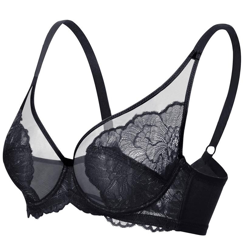 HSIA Blossom Floral Soft Lace Mesh Full Coverage Unlined Plus Size Underwire Bra  Womenswear Underwear