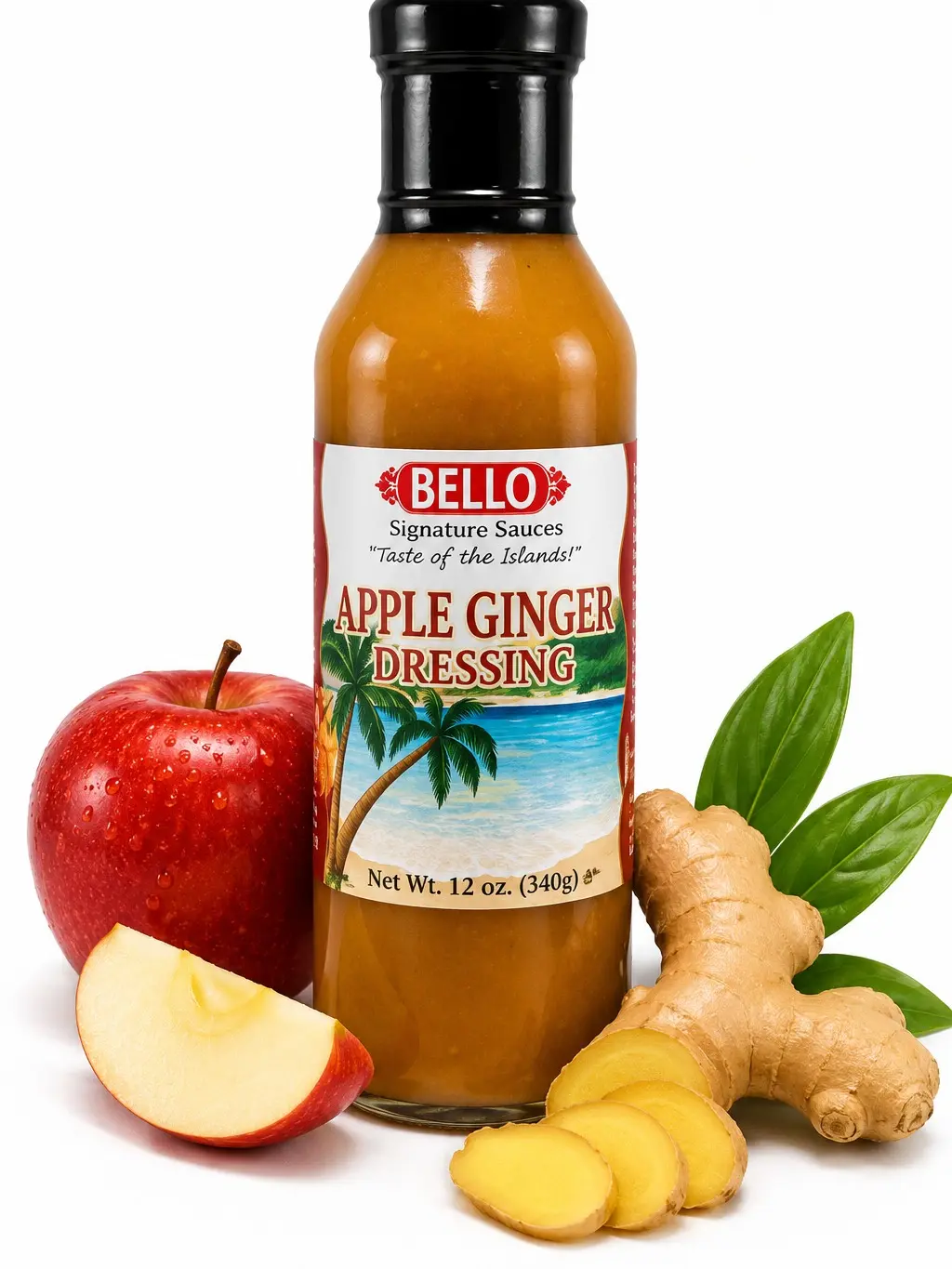 Bello Signature Series Apple Ginger Salad Dressing – Sweet Apple & Zesty Ginger Flavor Dressing for Salads, Coleslaw, Marinades & Cooking – Premium Gourmet Dressing for Homemade Meals, Vegetables, Chicken, Seafood