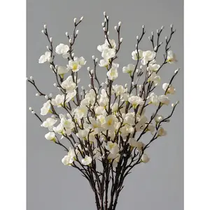 10 Large Long Stem Plum Blossoms, Realistic Artificial Flower Arrangement, Plastic Faux Flowers, Perfect for Weddings and Parties, Ideal Home Decor Choice(Does not include vases)