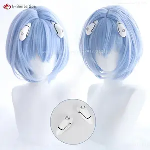 Anime Rei Ayanami Cosplay Wig EVA Ayanami Rei Wigs Short Blue Heat Resistant Synthetic Hair Halloween Party Woman Wigs + Wig Cap