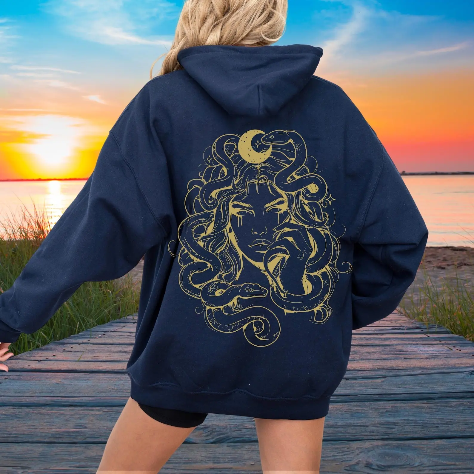 Medusa Snake Hoodie, Greek Mythology Unisex Sweatshirt, Goddess Medusa Witchy Shirt, Mythical Snake Crewneck Feminist Shirt Girl Power