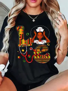 100% Cotton LOVE Nurse Nursing Magic Juneteenth T-Shirt - Graphic Tees Women, Top Shirt Women Summer Tops Clothes, Y2K Clothes Mother Day Gift graphic tees women