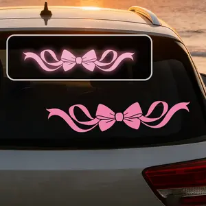 Cute Bow Tie and Ribbon High Strength Reflective Car Sticker, for Car Night Driving Safety Warning Decal, Self-Adhesive Bow Tie Pattern Gift for Women Girlfriend, Car Decorative Sticker