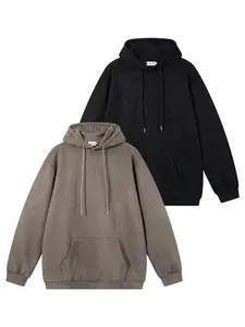 Men's Suede Hoodie Set, Fall New Fashion Solid Color Casual Pullover, Trendy Versatile Hooded Sweatshirt Jacket, 2 Piece Pack