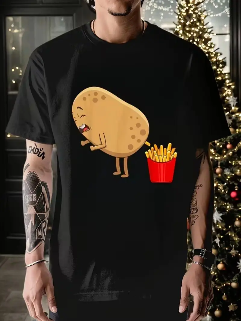 Humorous Potato-Themed T-Shirt Designs for Both Men And Women, Perfect for Summer Casual Wear with Short Sleeves