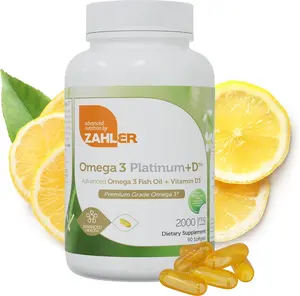 Zahler Omega 3 Platinum +D Vitamin Brain Health Supplement, 2000mg Fish Oil Burpless Softgel Capsules with 600mg EPA & 400mg DHA, Kosher Brain Booster, 90, 180, 360 Count Option - Health & Nutrition Supplement