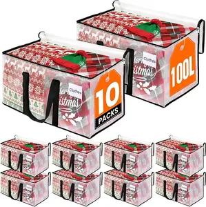 RoomHacks 100L Clear Heavy Duty Extra Large Moving Bags – 10 Pack Storage Totes with Reinforced Handles