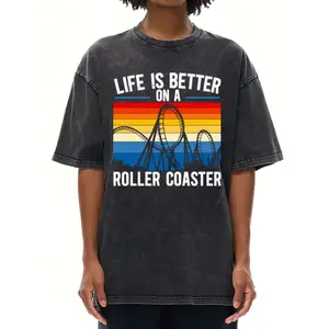 “Life Is Better On A Roller Coaster” Washed T-Shirt – Trendy Graphic Rollercoaster T-Shirt