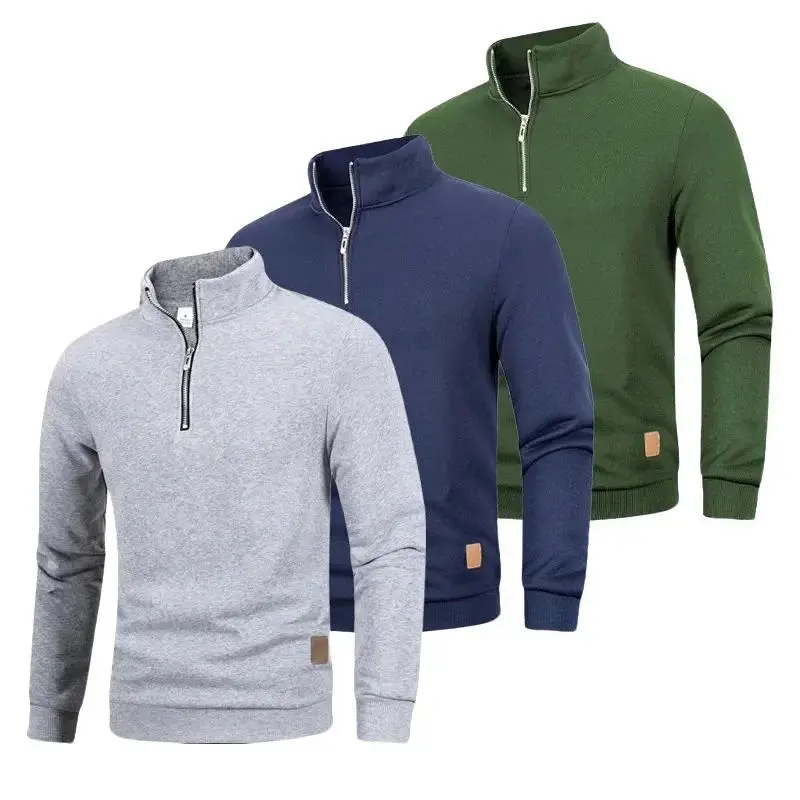 2025 Football Quarter Zip Autumn And Winter Men's Quarter Zip Sweater Slim Fit Lightweight High Collar Pullover Casual Long Sleeve Men's Shirt Elegant and Athletic Turn-Down Collar Sweater Slim Fit High Collar Pullover