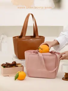 Waterproof PU Material Fashion Simple Unisex Lunch Bag, Ice Pack Insulation Pouch, Foldable Bento Box Holder, Suitable for Rainy Days