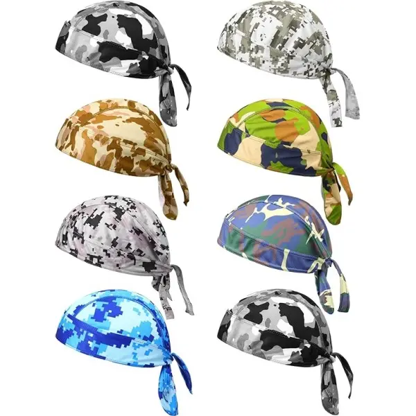 8-Pack Men's Multifunctional Skull Cap Do Rags, Sweat-Wicking Cooling Helmet Liners, Easy to Match, Suitable for Various Sports (Cycling, Motorcycle)