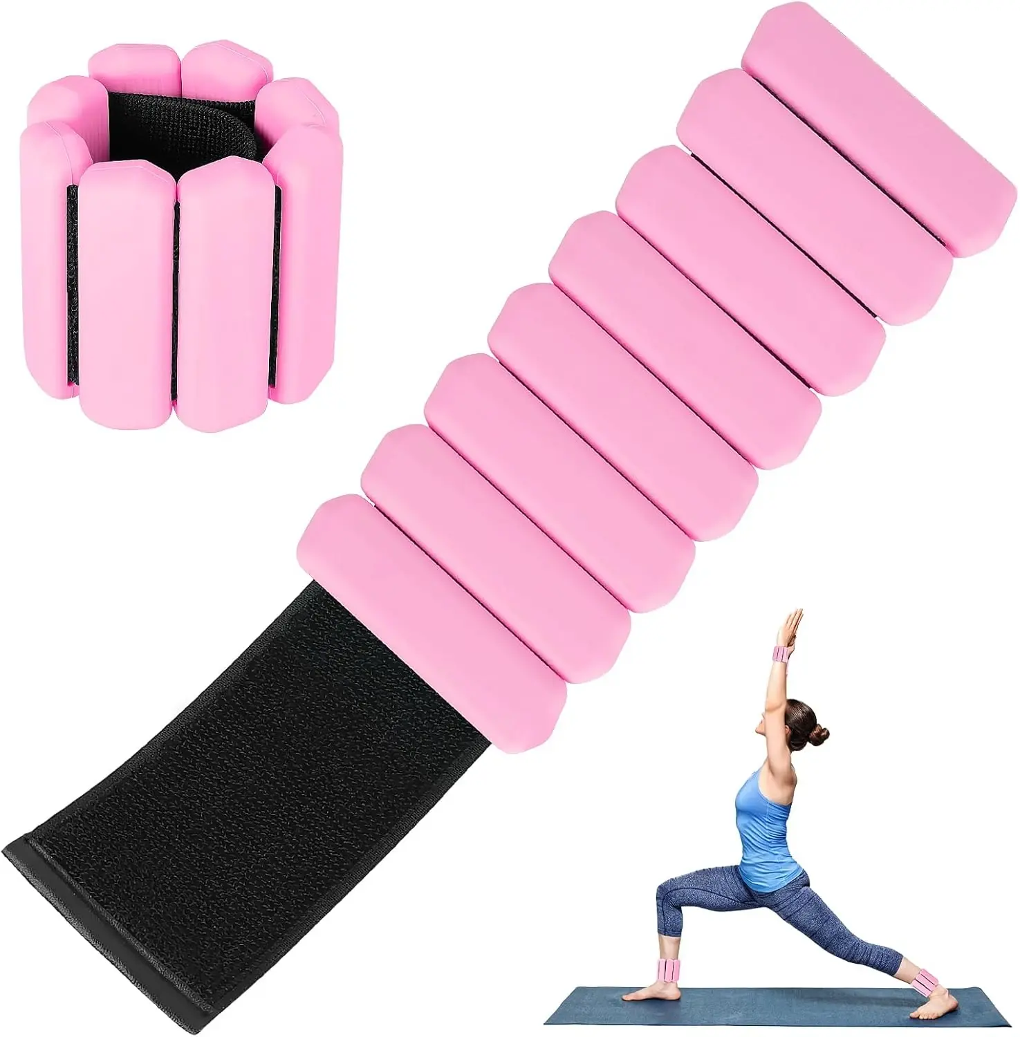 Adjustable Wrist & Ankle Weights Set (2lb) – 1lb Each Bangle for Women & Men – Perfect for Pilates, Yoga, Walking, Running & Home Workouts