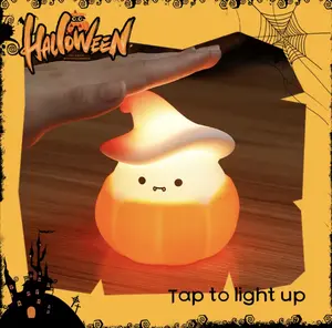 Halloween Pumpkin Night Light Ghost USB Rechargeable – Cute LED Orange Fairy Lights for Indoor Halloween Décor, Spooky Pumpkin Plug In Night Lamp, Kids & Adults Halloween Gift, Pumpkin Ghost Light for Bedroom, Living Room & Party Decoration