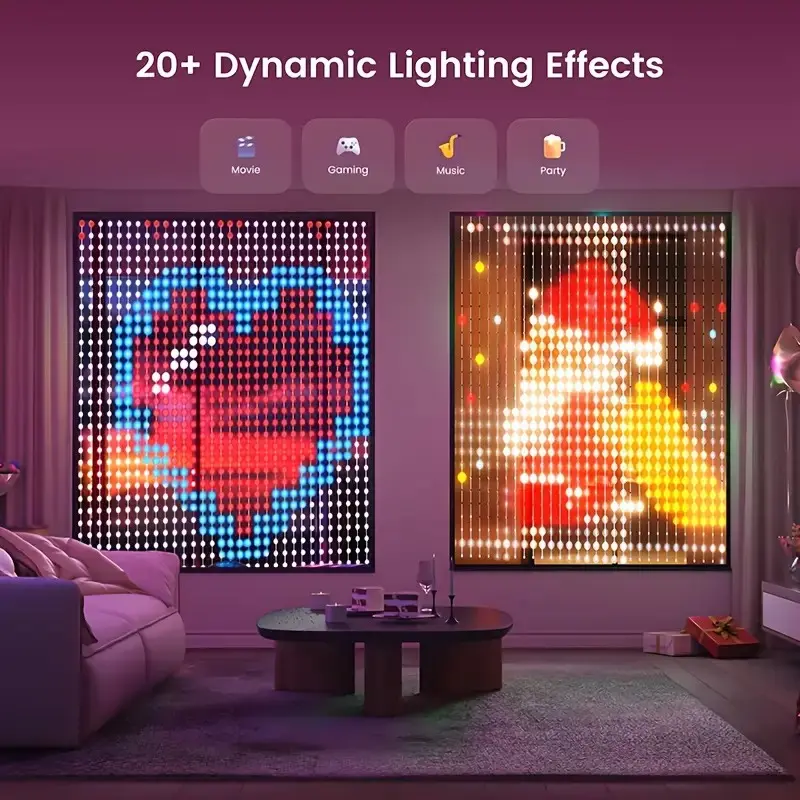 3m 400LED USB Plug Bluetooth APP Control Christmas Curtain Party Lights - Color Changing, DIY Text/Animations, Music Sync, Halloween/Anniversaries Decoration Supplies, Home Improvement Lighting