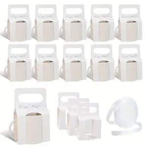 12Pcs Mug Boxes with 1 Roll Ribbon for Gifts, 11-12oz Sublimation Mugs Gift Packaging Box with Handle Design, Sublimation Mugs