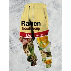 Men's Casual 3D Printing Beef Lamian Noodles Noodle Soup Style Sports Jockey Pants