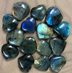Natural Labradorite Hand Carved Heart Grade AA