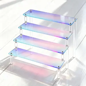 Colorful Acrylic Staircase Display Rack, Multi-Layer Home Decor Stand, Anime Model Storage, Perfume Cosmetics Jewelry Organizer, Acrylic Display Risers, Decoration Stand