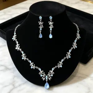 Geometric Water Drop Zircon Necklace Earrings Set |   Ideal Gift for Birthdays, Weddings & Special Occasions