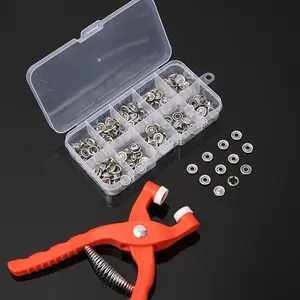 Set of 50 Snap Fasteners with Pliers, Strong Metal Buttons, Manual Press Tool, Transparent Storage Box, DIY Sewing Crafts Tools, Sewing Accessories