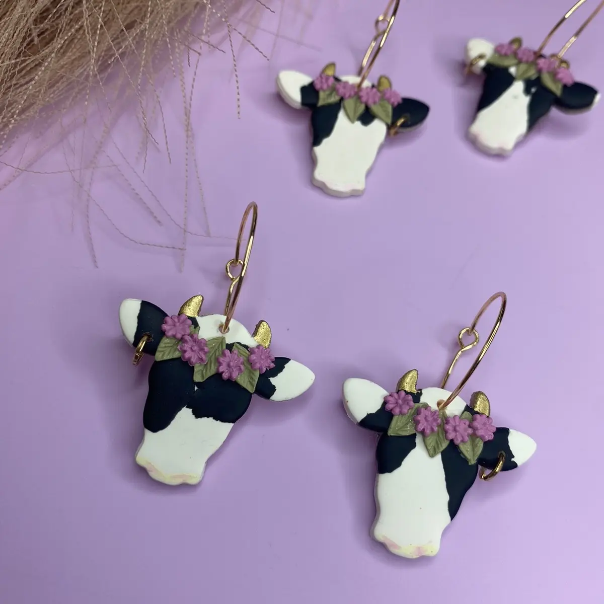 Countrybelle Cow Polymer Clay Earrings
