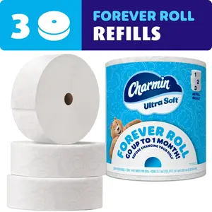 Charmin Ultra Soft Toilet Paper, Forever Roll Refill Rolls, 2-Ply Bath Tissue, 3 Count