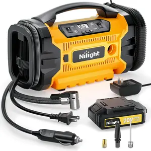 Nilight Cordless Tire Inflator, 1500mAh Rechargeable Portable Air Compressor, 12V Digital Pump for Car, SUV, Motorcycle