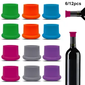 12 Pcs Silicone Colorful Wine Stoppers, Reusable Silicone Wine Corks,Champagne Stoppers,Beverages Beer Bottle Caps,Wine Bottle Stoppers for Glass Bottles, Keep Wine Fresh